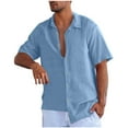 thumbnail image 2 of Summer Cuban Shirts for Men Casual Lightweight Button Down Short Sleeve Cardigan Work Blouse, 2 of 6