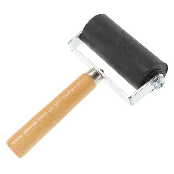 Rubber Roller with Solid Wooden Handle Ink Roller for Printing Scrapbooks Wallpapers Stamping