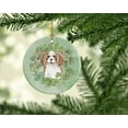 thumbnail image 2 of Cavalier Spaniel Blenheim Puppy Smiling Christmas Wreath Ceramic Ornament, 2 of 3