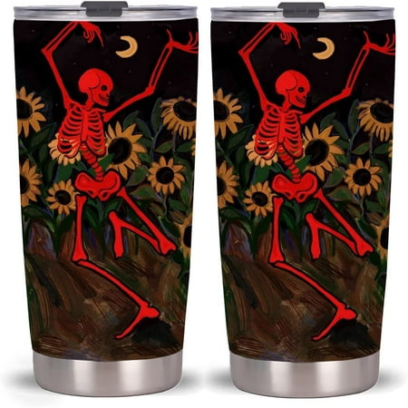 

20oz Red Skull Sunflower Tumbler Cup With Lid Stainless Steel Double Wall Vacuum Thermos Insulated Travel Coffee Mug(Red Skull Sunflower Tumbler )One Tumbler Cup