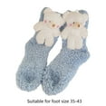 thumbnail image 3 of Milue Women Winter Coral Velvet Striped Slipper Crew Socks Cute 3D Cartoon Stuffed Bear for Doll Thermal Home Sleeping Hosiery, 3 of 14