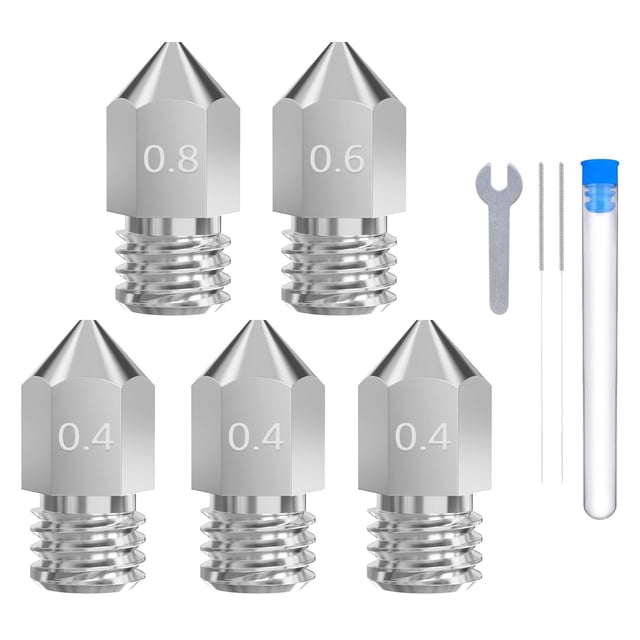 Boquillas de impresora 3D ELEGOO Harden Steel 0.4/0.6/0.8 mm, 5 unidades