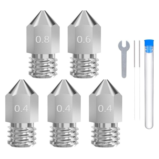 Boquillas de impresora 3D ELEGOO Harden Steel 0.4/0.6/0.8 mm, 5 unidades