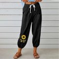 thumbnail image 2 of VEKDONE Womens Linen Long Pants Black L, 2 of 6