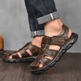 thumbnail image 3 of Sandalias clásicas de alta calidad para hombre, zapatillas de verano para caminar al aire libre, sandalias transpirables para hombre, zapatos casuales de cuero genuino para hombre (26 cm), 3 of 4
