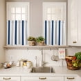 thumbnail image 3 of 3 Piece Kitchen Curtains and Valances Set Navy Blue Striped Cafe Curtains 36 Inch Length Geometric Grey White Vertical Stripes Valance & Tier Curtain for Living Room Bedroom Window 54"x18"+27"x36"*2, 3 of 6