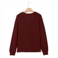 thumbnail image 4 of Blusas Tipo Suéter de Larga Informales con Cuello en V y Cuello de Gofre para Mujer Rojo Oscuro M, 4 of 7