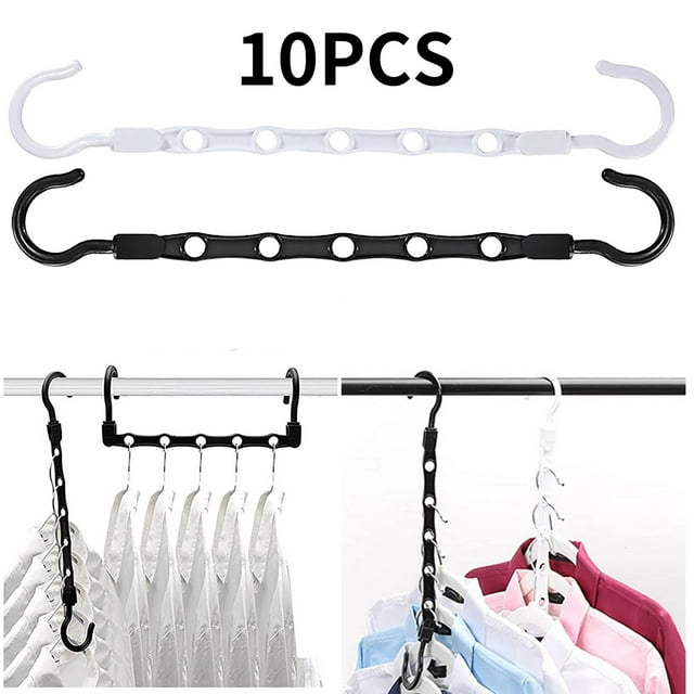 Vaidha 10pcs Multifunctional Five Hole Clothes Hanger Rotatable Folding Plastic Wonder Hanger
