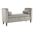 thumbnail image 1 of HomePop Rimo Banc de Rangement en Velours Moderne Finition Grise, 1 of 11