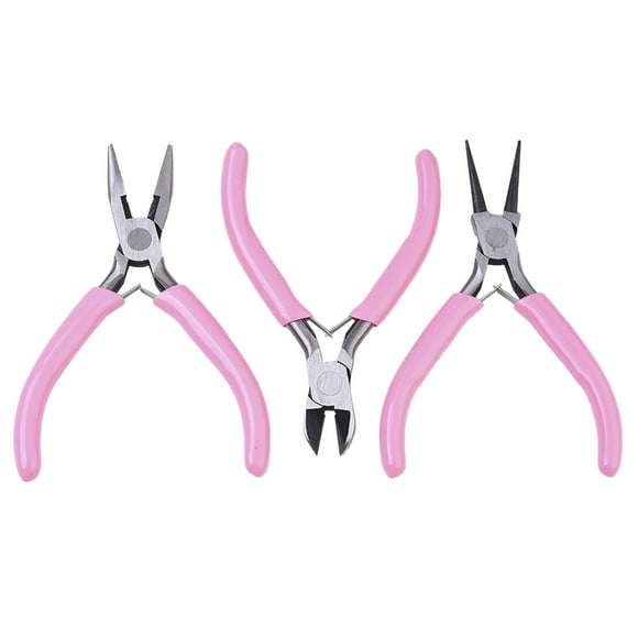 Mini Pliers Tool Set,3Pcs Pliers Set Pink DIY Pliers Set Carbon Steel Pliers Set User-Friendly Design