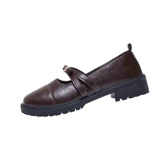 HomeDM Flatform Loafers for Women Slip-On Dressy Loafers Chunky Comfort Shoes for Work Casual, Brown Size 7