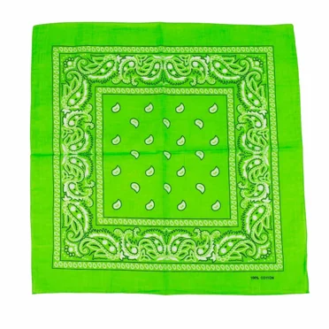 Bandana Verde Neon Paisley 100% Cotone: Foulard Quadrato Unisex Per Collo Testa - Foto 2
