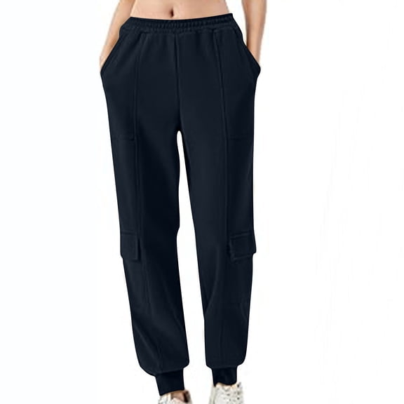 Sweatpants for Womens Fashion Plus Size High Waist Solid Color Sports Loose Casual Wide Leg Leggings Save to 65% off!