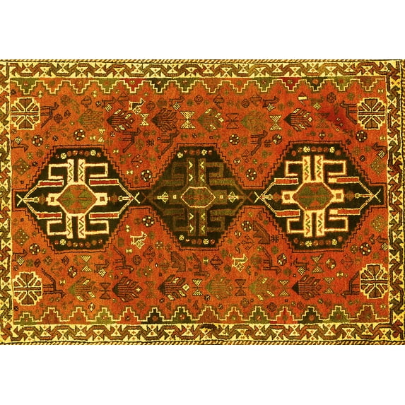 Ahgly Company Indoor Rectangle Persian Yellow Traditional Area Rugs, 8' x 10'