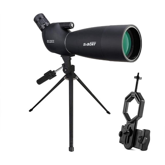 SVBONY SV28 25-75x70 Spotting Scopes, Monocular Telescope Spotting Scopes with Tripod, Long Range Spotter Scope with Phone Adapter for Bird Watching, Hunting, Target Shooting