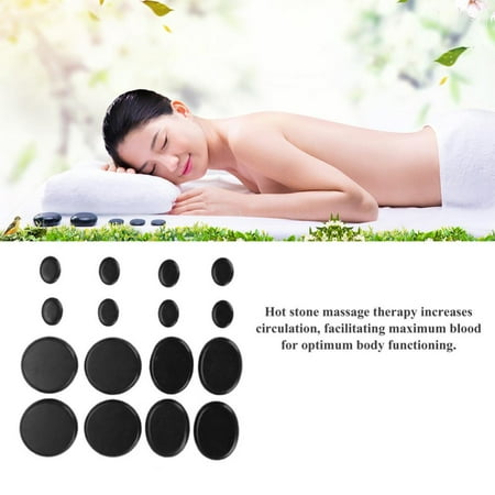 - Filfeel 16Pcs/Box Hot Spa Black Basalt Circle Oval Shape Stone Essential Oil Volcanic Massage, Hot Stone, Hot Stone Massage
