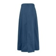 thumbnail image 4 of Mohiass Women Trendy Denim Maxi Skirt High Waist A-Line Frayed Hem Loose Long Jean Skirt Dark Blue L, 4 of 6