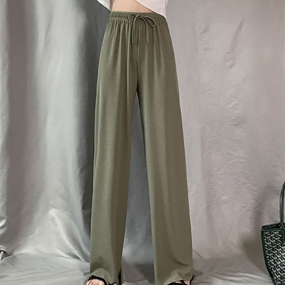 Pantalones de pierna recta, pantalones de pierna ancha para mujer, pantalones de pierna ancha, pantalones largos, instalación sin esfuerzo