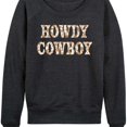 thumbnail image 3 of Instant Message - Howdy Cowboy Lightweight French Terry Wide Neck Long Sleeve Graphic Shirt, 3 of 6