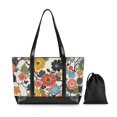 thumbnail image 7 of FORMRS Canvas Laptop Tote Bag for Women with 15.6" Computer Compartments Shoulder Handbag, Black Flowers Pattern, 7 of 7