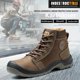 thumbnail image 2 of Labor insurance shoes breathable wear-resistant leather men's cross-border steel toe head construction site safety shoes ZS009 brown high*43, 2 of 5