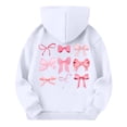thumbnail image 5 of Mfakffe Girls Hooded Sweatshirt Cute Bow Print Long Sleeve Pullover Hoodie Casual Loose Fit with Front Pocket for Spring Fall, 5 of 5