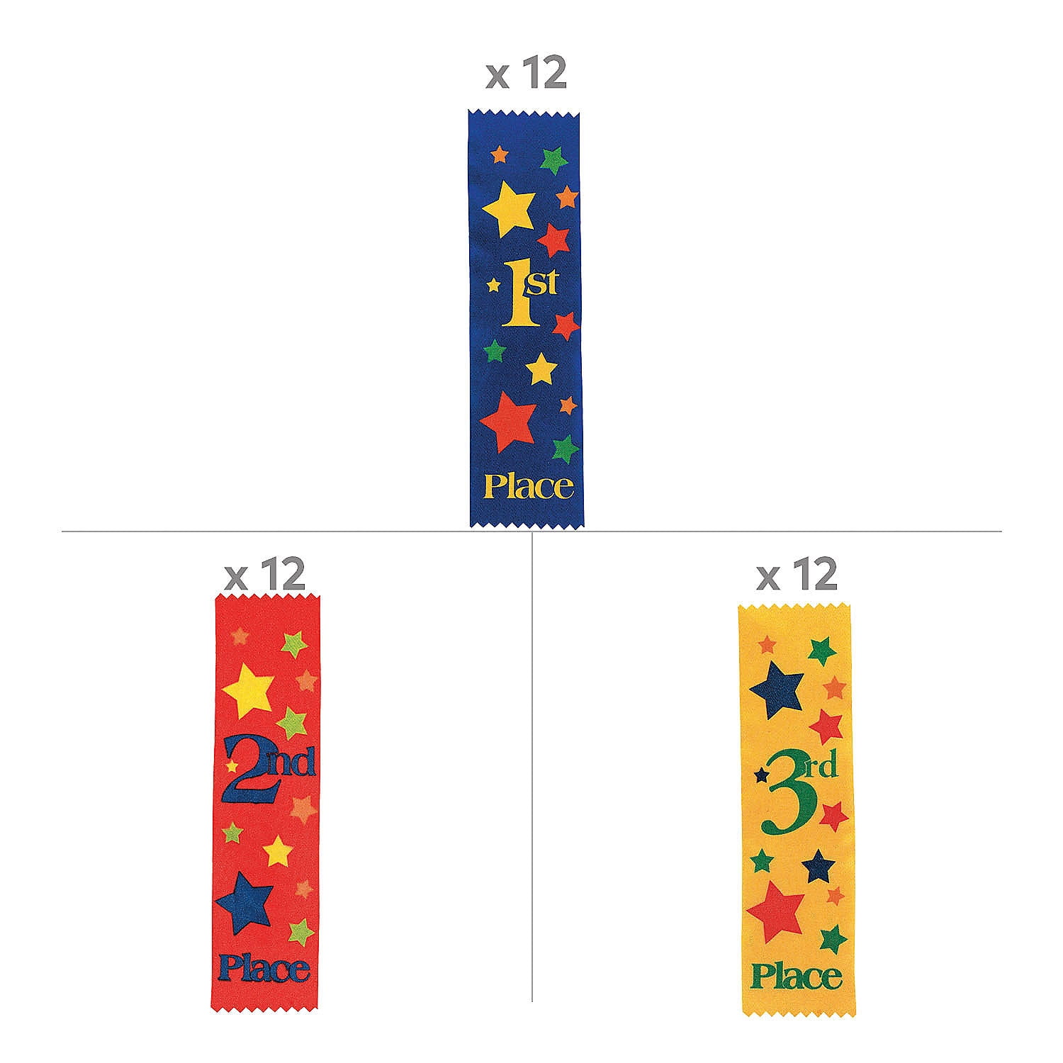 Fun Express Second & Third Place Satin Award Ribbons Assortment Kit - 36 Pieces - 7" First,
