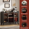 thumbnail image 6 of Wine Bar Cabinet with LED Light, Home Coffee Cabinet with Wine Rack and Glass Holder, Adjustable Shelf, Modern Liquor Cabinet with Storage Cabinet & Open Shelf for Living Room Dining Room, 6 of 7