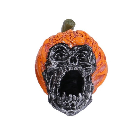 Pumpkin Skull Resin Figurine, Spooky Vintage Tabletop Statue Indoor Halloween Decor for Home Party Layout, Haunted House（C）