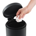 thumbnail image 5 of Soft Close Lid Round Metal Bath Floor Step Trash Can Waste Bin 3-liters-0.8-gal Black, 5 of 7