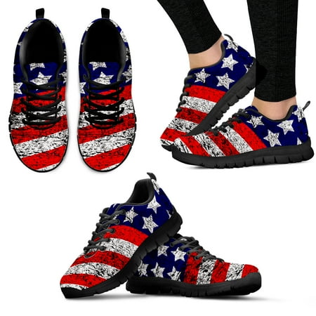 

New American Flag Design Black Soft Sole Comfortable Casual Sneakers National Flags Demand Custom Outdoor Sneakers