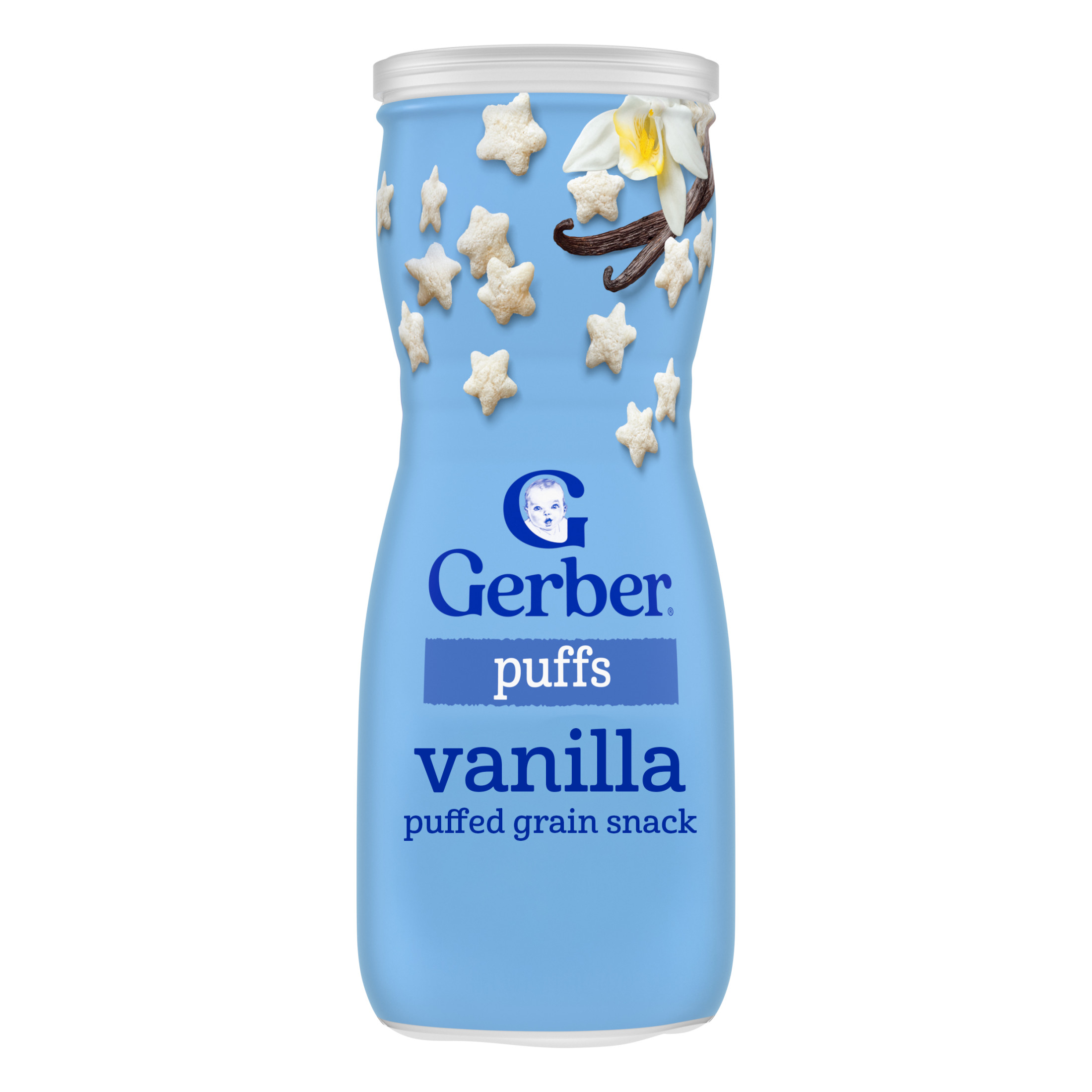 Gerber Snacks for Baby Grain & Grow Puffs, Vanilla, 1.48 oz Canister