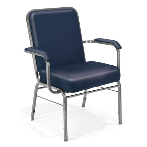 Big and Tall Anti-Microbial Vinyl Stack Chair with Arms, Navy