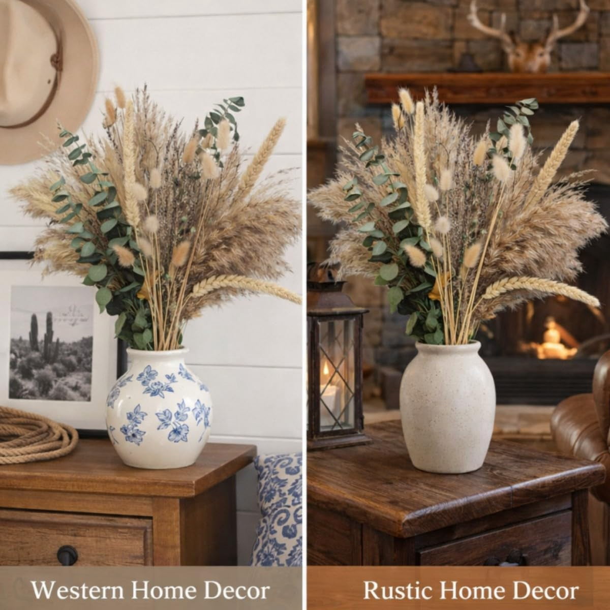 Dried Flowers Bouquet, 17" Dried Pampas Grass Decor Inc Lavender Eucalyptus DIY Floral Arrangements for Home Office Decoration,Wedding centerpieces
