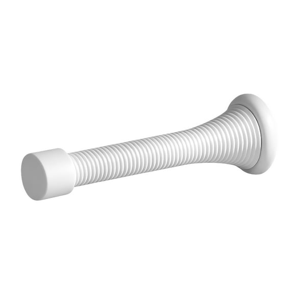2PC Spring Door Stoppers for Bottom of Door, 100% Child & Pet Friendly, 3.27" Heavy Duty Satin Nickel Door Stop for Wall Protection, Doorstops for Inside Door with Rubber Bumper Tip,White