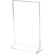 Plymor Clear Acrylic Sign Display / Literature Holder (Side-Load), 6" W x 9" H (2 Pack)