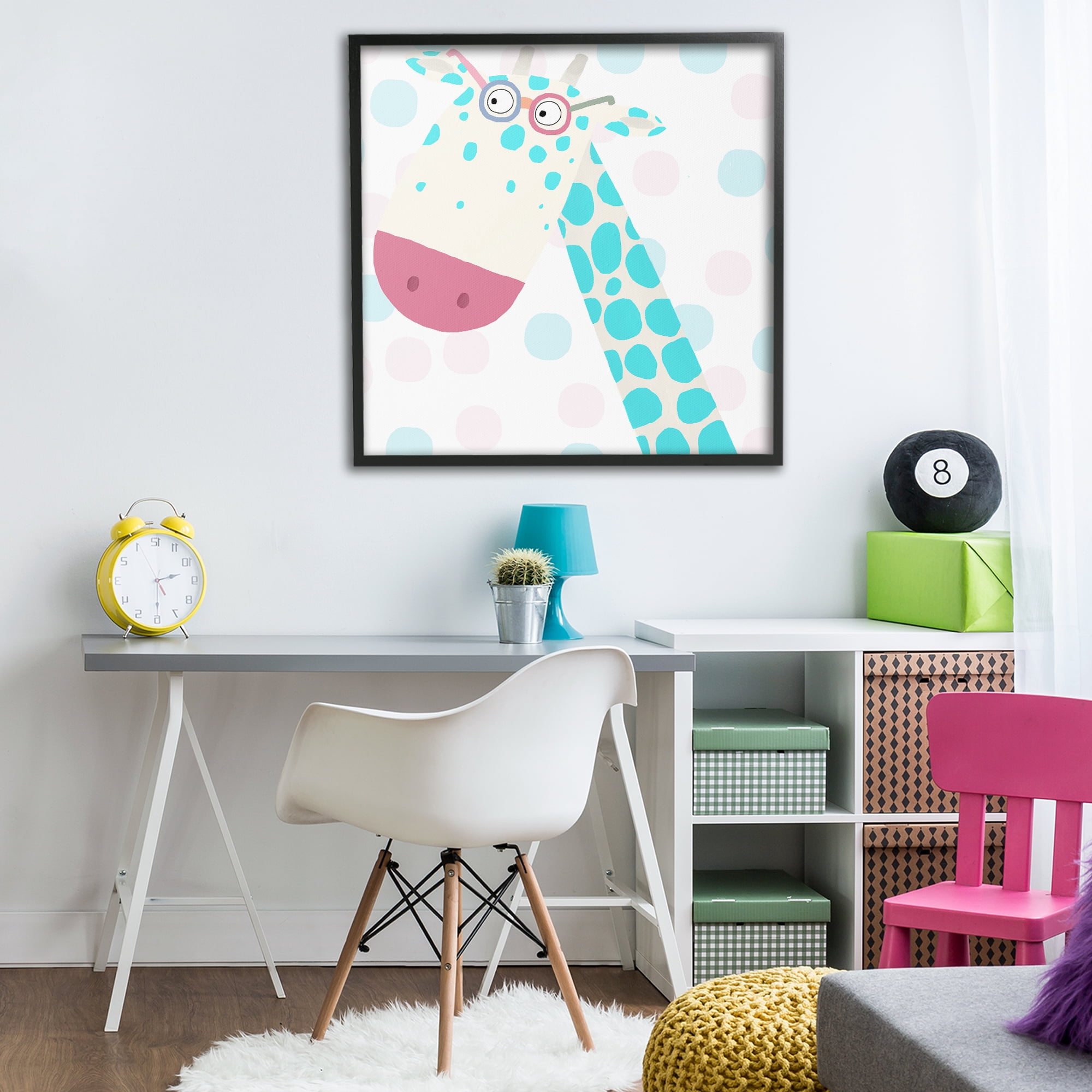 Stupell Industries Electric Blue Giraffe Black Framed Giclee Art, design by Carla Daly