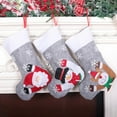 thumbnail image 6 of Christmas Stockings Set with LED Light - 3Pcs Personalized Christmas Stockings Gift Bag Santa Snowman Reindeer Fireplace Hanging Stocking for Family Christmas Party Christmas Tree Decorations Grey, 6 of 6