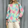 thumbnail image 3 of WZXFASHION T-Shirts Décontractés à Manches 3/4 pour Femmes, Col Rond, Coton, 50 % de Réduction, Liquidation, 3 of 3