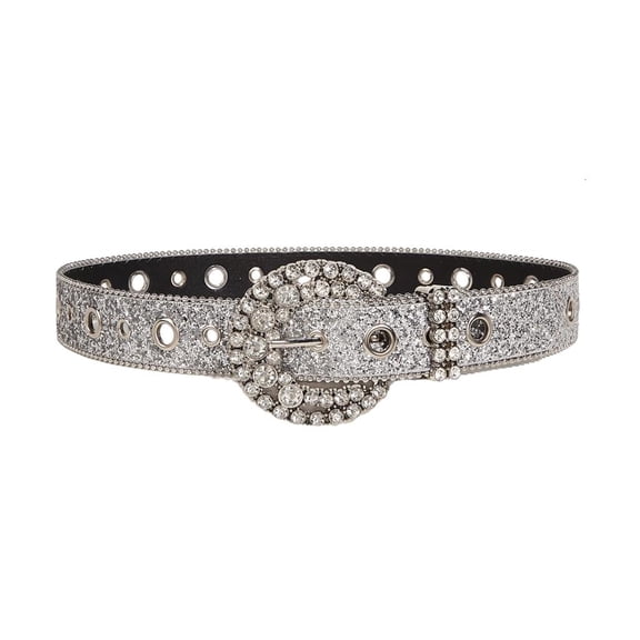 Yammee Summer Waist Belt Shinning Rhinestone Belts for Woman Men Full Diamond Adjustable Pin Buckle Waist Strap for Jeans Dress