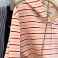 thumbnail image 3 of Pink Stripes Hooded Sweatshirt Women'S Pullover Casual Loose Fit Long Sleeve Zip Up Jacket Outerwear Spring Fall Streetwear Style, 3 of 4
