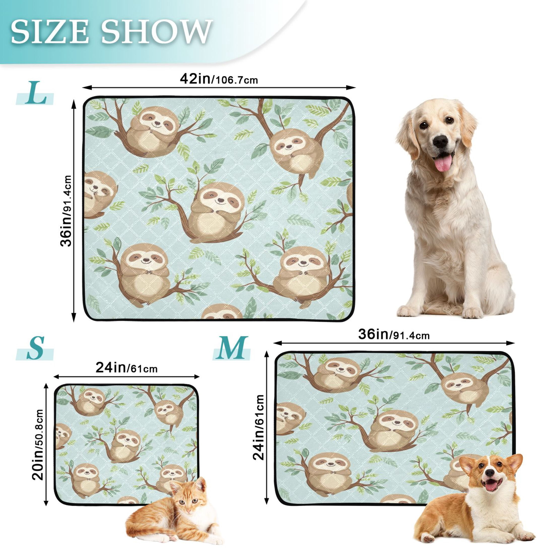 Qxltty Cute Sloth Sitting on Tree Pattern Cat litter Pads Pet Set of 3 Diaper Mats Center Anti-leakage Layer Absorbent Soft and Comfortable