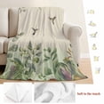 thumbnail image 5 of Hummingbird Blanket Soft Cozy Warm Twin Blanket for Bed, Plush Fuzzy Flannel Fleece Blankets for Sofa, Sage Green Botanical Leaf Vintage Botanical Throw Blankets for Couch, Gifts for Men, 60"x80", 5 of 9