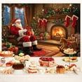thumbnail image 4 of 7X5FT Christmas Fireplace Photo Backdrop Vintage Winter Santa Claus Xmas Tree Photography Background New Year Holiday Christmas Family Party Decorations Banner Photo Booth Props, 4 of 5