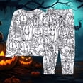 thumbnail image 2 of Shadoumai Halloween Pajamas for Size 8 Pajamas for Plain Two Color Ghost Print Funny Diy Hand Painted Pjs Soft Long Sleeve & Long Pants Outfit Two-Piece Pj Sleepwear Sets, 2 of 3