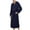 Navy, variant on Mens Bath Robes Vintage Color Block Loose Long Sleeve with Belt over Knee Length Pajamas