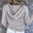 thumbnail image 4 of Womens 2026 Hooded Button Collar Drawstring Hoodies Pullover Sweatshirts Casual Long Sleeve Tops Loose Shirts, 4 of 8