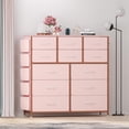 thumbnail image 2 of Towallmark 12 Drawers Fabric Dresser Storage Drawers, Tall Dresser with Sturdy Frame&Wooden Top, Organizer Unit, Pink, 2 of 7