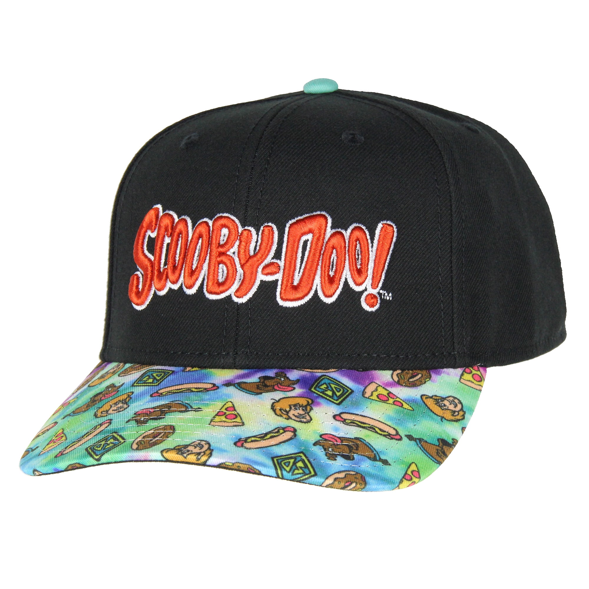 Scooby Doo Snack Time Tie-Dye Pre-Curved Bill Adjustable Snapback Hat ...