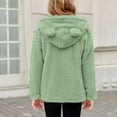 thumbnail image 4 of Miluxas Girls Fleece Jacket Kids Zip Up Fall Winter Fuzzy Sherpa Outwear Coat with Pockets Green 10-11Years, 4 of 8